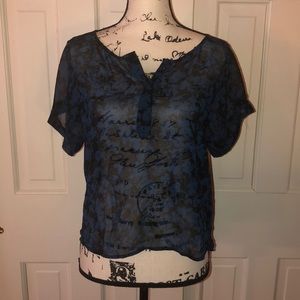 Banana Republic Short Sleeve Sheer Pattern Blouse